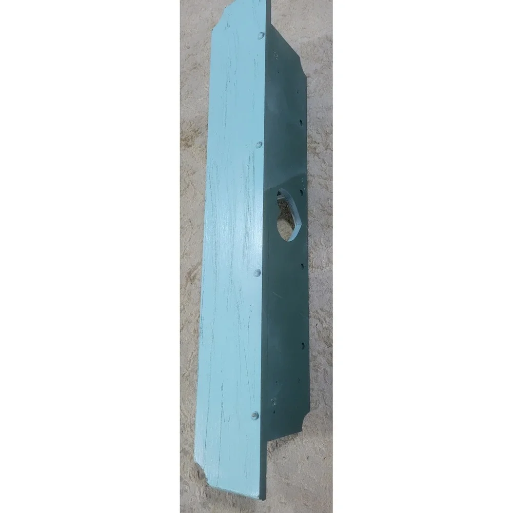 Light Blue Distressed Wood Wall Shelf Heart Cutout 4 Peg Hooks Farmhouse 36in